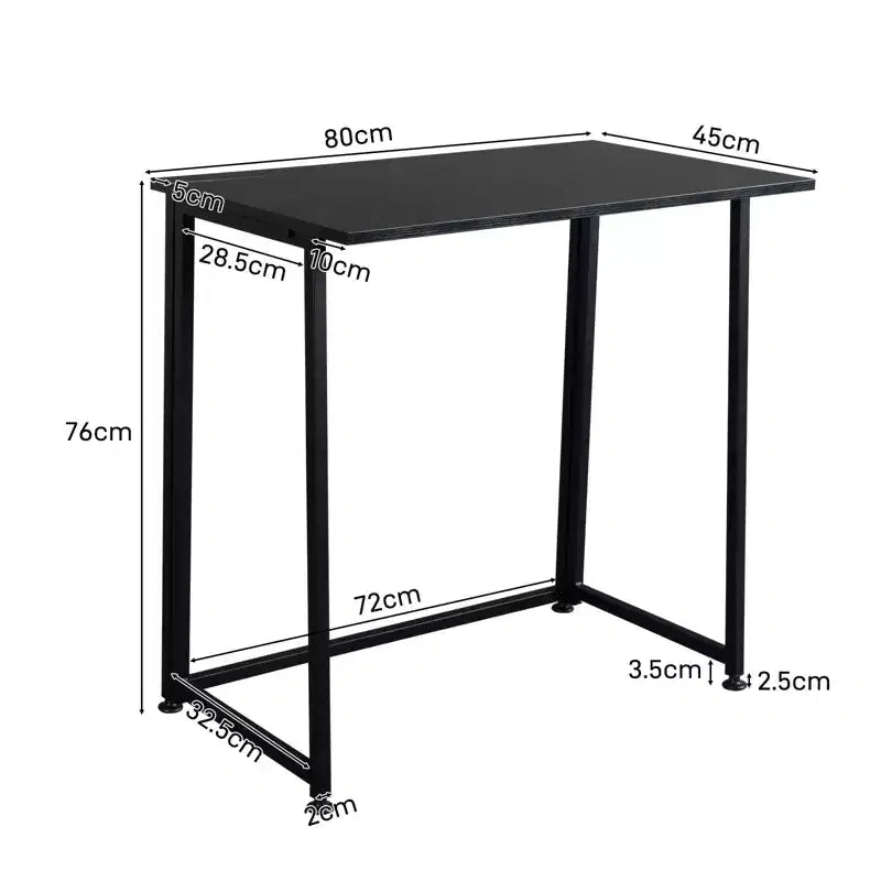 Bureau d'ordinateur simple pliant en métal noir Karl Home