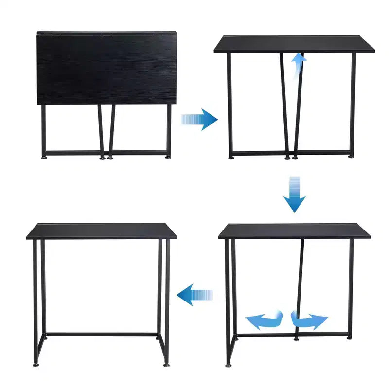 Bureau d'ordinateur simple pliant en métal noir Karl Home