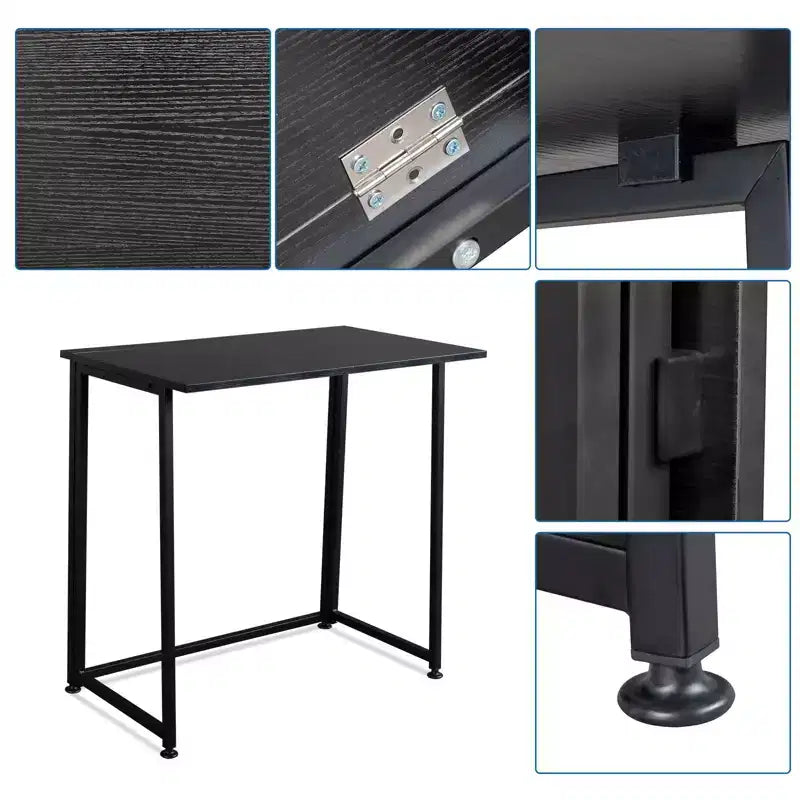 Bureau d'ordinateur simple pliant en métal noir Karl Home