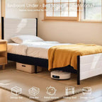 Subrtex Lit capitonné à dossier haut, cadre de lit plateforme en bois massif