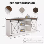 Meuble TV de style ferme pour téléviseurs jusqu'à 65 pouces, meuble de divertissement avec portes coulissantes de grange et armoires de rangement, console multimédia pour salon, chambre à coucher