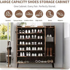 Meuble à ChaussuresGrand meuble à chaussures à 3 portes, étagères réglables, organisateur de chaussures avec portes pour couloir, entrée, salon