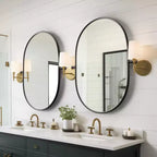 Miroir mural à cadre suspendu en fer noir de 31 po H x 24 po L, quincaillerie de piste