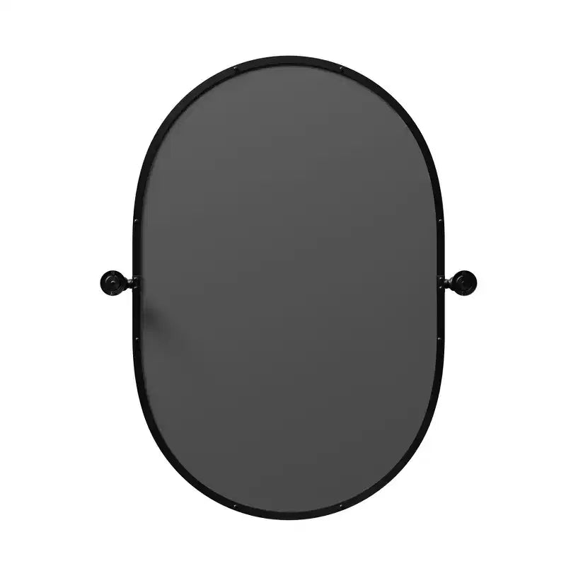 Miroir mural à cadre suspendu en fer noir de 31 po H x 24 po L, quincaillerie de piste