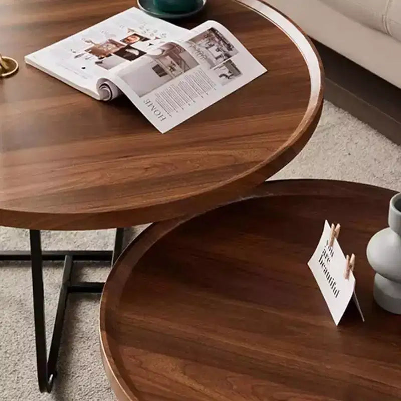 Tables basses gigognes (lot de 2) - Tables rondes style Mid-Century Modern pour salon et chambre