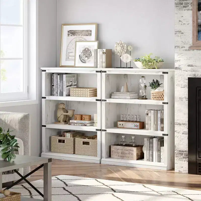Étagère à 5 niveaux, Bibliothèque de style Ferme avec Rangement, Étagères en Bois pour Salon, Bureau à Domicile