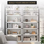 Étagère à 5 niveaux, Bibliothèque de style Ferme avec Rangement, Étagères en Bois pour Salon, Bureau à Domicile
