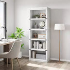 Étagère à 5 niveaux, Bibliothèque de style Ferme avec Rangement, Étagères en Bois pour Salon, Bureau à Domicile