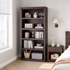 Étagère à 5 niveaux, Bibliothèque de style Ferme avec Rangement, Étagères en Bois pour Salon, Bureau à Domicile