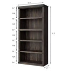 Étagère à 5 niveaux, Bibliothèque de style Ferme avec Rangement, Étagères en Bois pour Salon, Bureau à Domicile