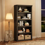 Étagère à 5 niveaux, Bibliothèque de style Ferme avec Rangement, Étagères en Bois pour Salon, Bureau à Domicile