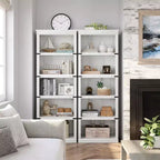 Étagère à 5 niveaux, Bibliothèque de style Ferme avec Rangement, Étagères en Bois pour Salon, Bureau à Domicile