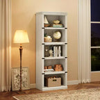 Étagère à 5 niveaux, Bibliothèque de style Ferme avec Rangement, Étagères en Bois pour Salon, Bureau à Domicile