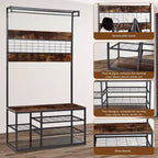 Porte-manteau d'entrée moderne de 39,9 po avec étagères de rangement et cadre robuste, porte-manteau autoportant pour salon/chambre/entrée