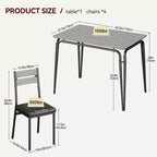 Ensemble de table à manger pour 4 personnes avec plateau rectangulaire en bois et chaises rembourrées, service de 5 pièces pour cuisine et salle à manger pour petits espaces, appartement