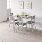 Ensemble de table à manger pour 4 personnes avec plateau rectangulaire en bois et chaises rembourrées, service de 5 pièces pour cuisine et salle à manger pour petits espaces, appartement