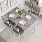 Ensemble de table à manger pour 4 personnes avec plateau rectangulaire en bois et chaises rembourrées, service de 5 pièces pour cuisine et salle à manger pour petits espaces, appartement