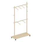 Portant à vêtements en bois, porte-vêtements autoportant à roulettes, armoire de rangement mobile, organisateur de rangement de vêtements pour chambre à coucher