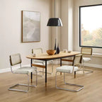 Lot de 2 chaises de salle à manger Art Leon en similicuir et cannage en rotin