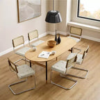 Lot de 2 chaises de salle à manger Art Leon en similicuir et cannage en rotin