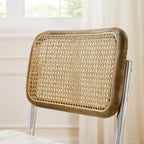 Lot de 2 chaises de salle à manger Art Leon en similicuir et cannage en rotin