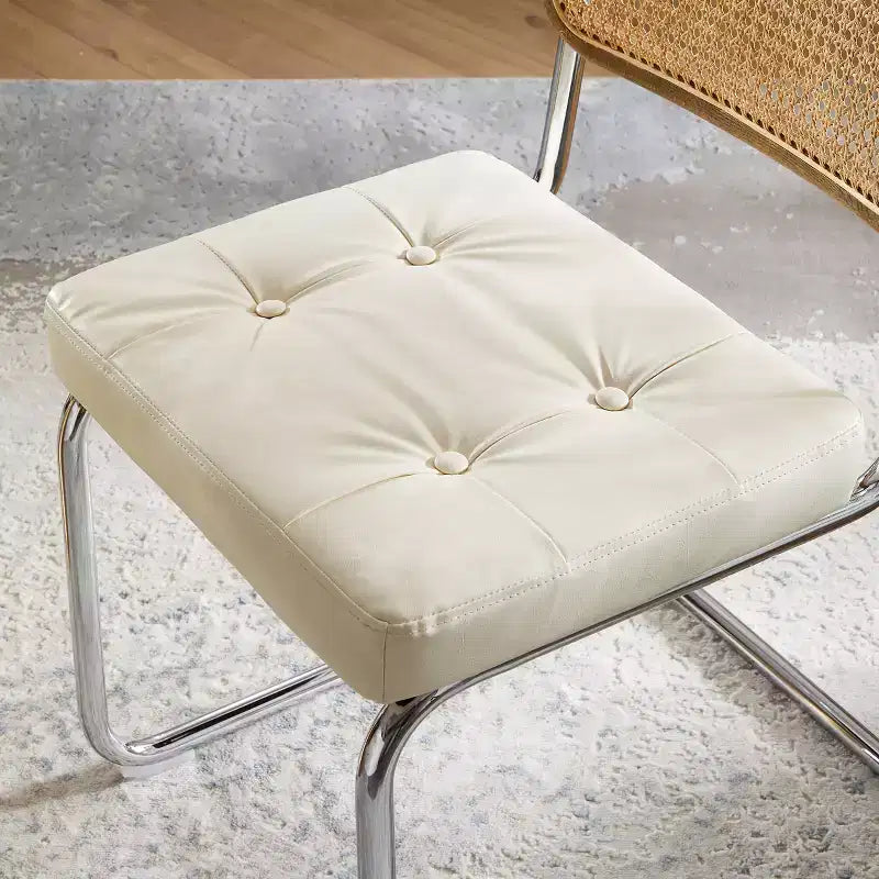 Lot de 2 chaises de salle à manger Art Leon en similicuir et cannage en rotin
