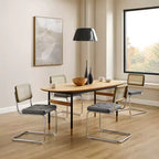 Lot de 2 chaises de salle à manger Art Leon en similicuir et cannage en rotin