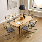 Lot de 2 chaises de salle à manger Art Leon en similicuir et cannage en rotin