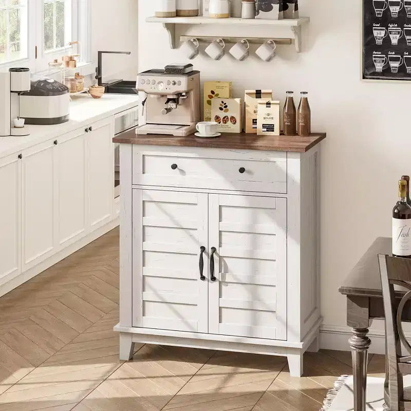 Bahut de buffet moderne avec étagère réglable à 3 niveaux et 7 hauteurs, meuble de rangement de cuisine avec un grand tiroir pour la salle à manger, l'entrée