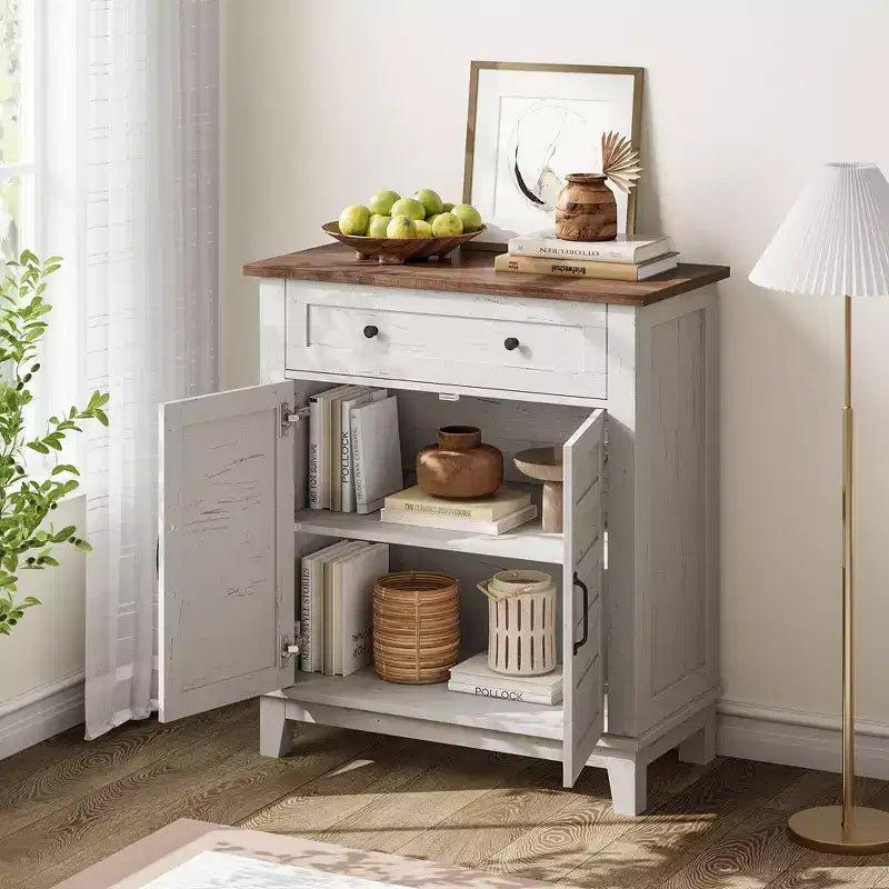 Bahut de buffet moderne avec étagère réglable à 3 niveaux et 7 hauteurs, meuble de rangement de cuisine avec un grand tiroir pour la salle à manger, l'entrée