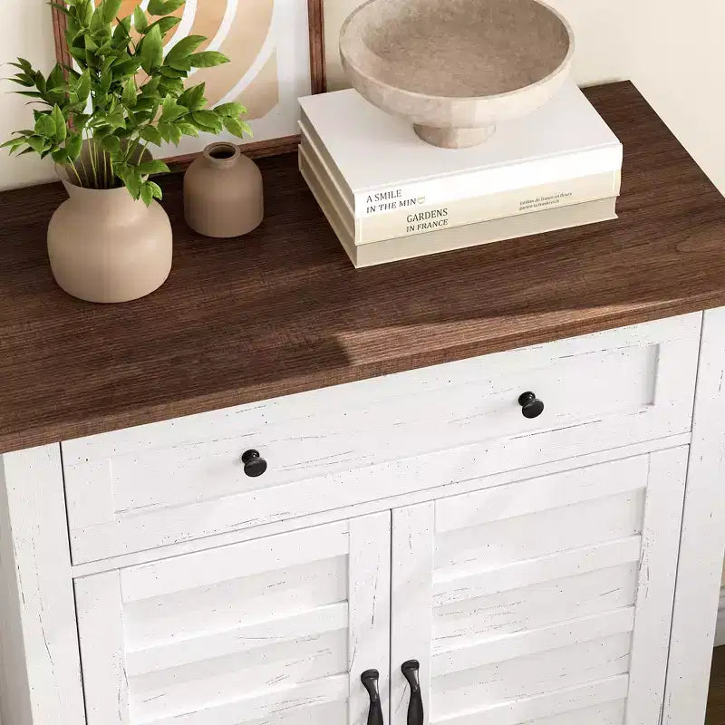 Bahut de buffet moderne avec étagère réglable à 3 niveaux et 7 hauteurs, meuble de rangement de cuisine avec un grand tiroir pour la salle à manger, l'entrée