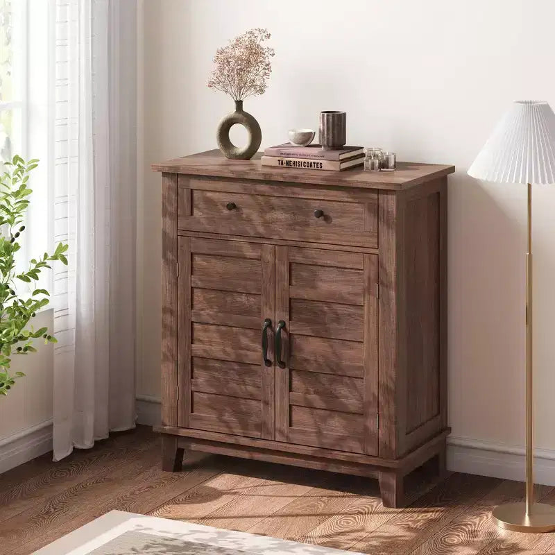 Bahut de buffet moderne avec étagère réglable à 3 niveaux et 7 hauteurs, meuble de rangement de cuisine avec un grand tiroir pour la salle à manger, l'entrée