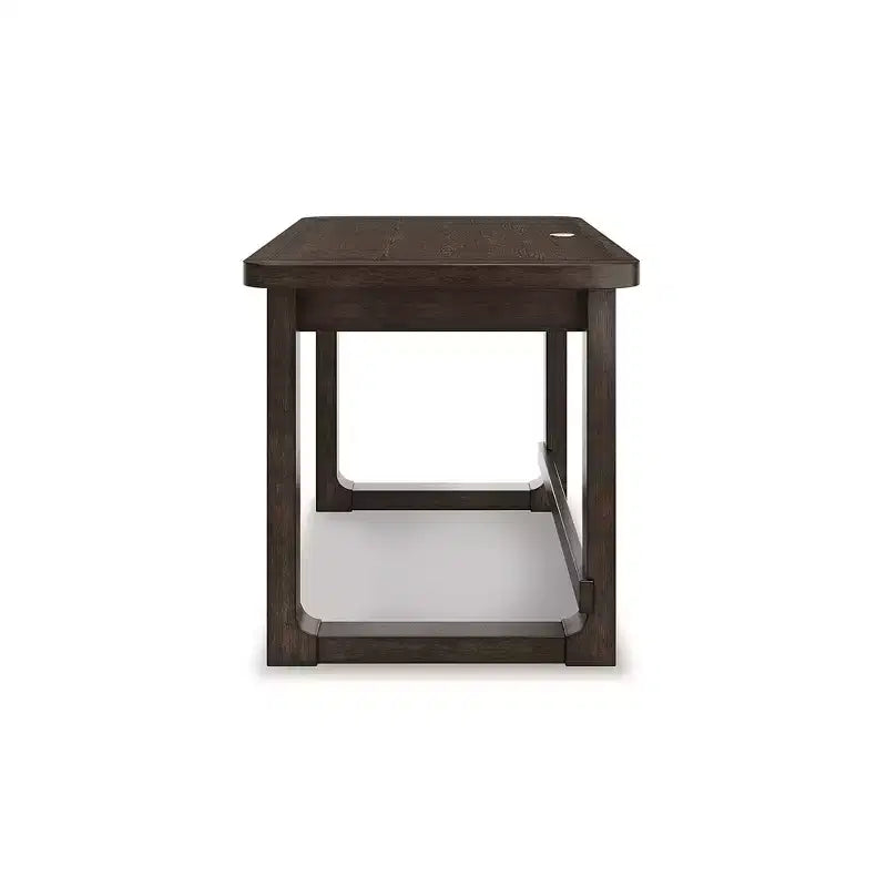 Bureau Signature Design by Ashley Breckington avec 2 tiroirs - Fini en bois brun foncé et découpe pour la gestion des câbles