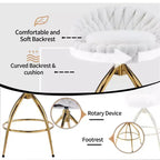 Karl Home Lot de 2 tabourets de bar pivotants blancs avec revêtement en tissu bouclette et pieds en fer doré galvanisé