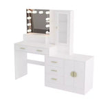 Coiffeuse de maquillage avec lumières, prise USB et de courant et armoire à tiroirs