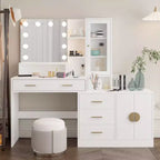 Coiffeuse de maquillage avec lumières, prise USB et de courant et armoire à tiroirs