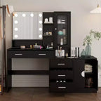 Coiffeuse de maquillage avec lumières, prise USB et de courant et armoire à tiroirs