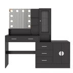 Coiffeuse de maquillage avec lumières, prise USB et de courant et armoire à tiroirs