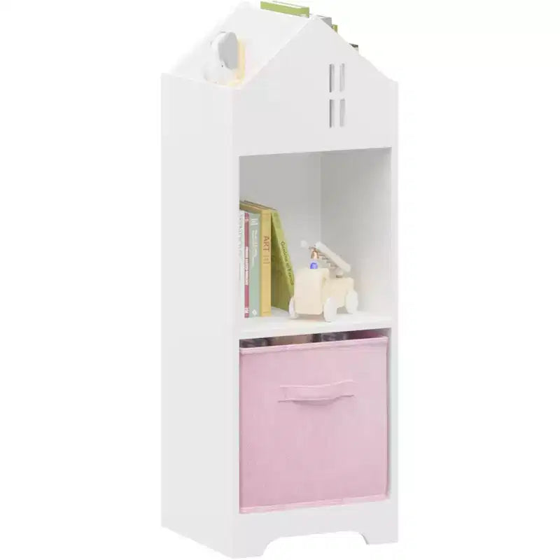 Kids Bookcase, Toddler Bookshelf, 2-Tier Storage Display Organizer, for Boys Girls Bedroom, Playroom, House, Collapsible Fabric Drawers