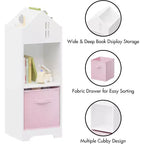 Étagère à livres pour enfants, bibliothèque pour tout-petits, meuble de rangement et de présentation à 2 niveaux, pour chambre de garçons et de filles, salle de jeux, maison, tiroirs en tissu pliables