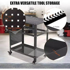 Table de soudure roulante portative Acekool 36x24 avec plateau en acier, panneau perforé, trous de 5/8 po, fentes à outils, étagère de rangement, capacité de 544 kg, orange