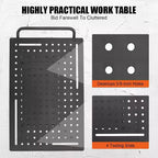 Table de soudure roulante portative Acekool 36x24 avec plateau en acier, panneau perforé, trous de 5/8 po, fentes à outils, étagère de rangement, capacité de 544 kg, orange