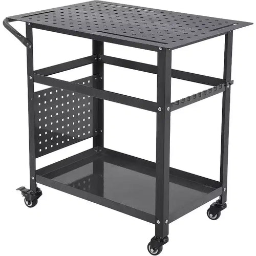 Acekool Portable Rolling Welding Table 36x24 Steel Top with Pegboard, 5/8-Inch Holes, Tool Slots, Storage Shelf, 1200LB Capacity, Orange