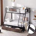 Lit superposé Karl Home, deux places au-dessus d'un lit double, avec 2 tiroirs de rangement, support à lattes métalliques robuste, sommier tapissier non requis