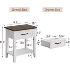 GustoWave Tables de chevet, Table d'appoint avec tiroir, Table d'appoint pour petits espaces, 2 étagères de rangement avec commode, Table de chevet