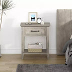 GustoWave Tables de chevet, Table d'appoint avec tiroir, Table d'appoint pour petits espaces, 2 étagères de rangement avec commode, Table de chevet