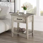 GustoWave Tables de chevet, Table d'appoint avec tiroir, Table d'appoint pour petits espaces, 2 étagères de rangement avec commode, Table de chevet