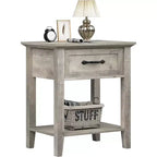 GustoWave Nightstands End Table with Drawer, Side Table for Spaces, 2 Tiers Storage Shelves with Dresser, Bedside Table