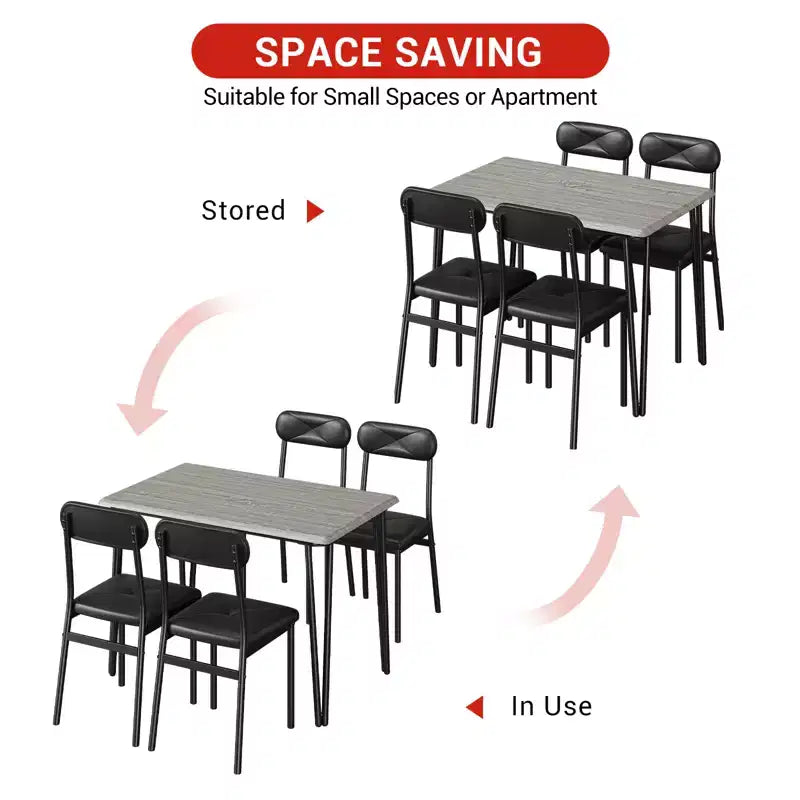 Table à manger pour 4,Petit ensemble table et chaises pour 4,Ensemble de salle à manger carré pour 4,Ensemble de 5 pièces pour cuisine et salle à manger pour petit espace, appartement, bureau à domicile
