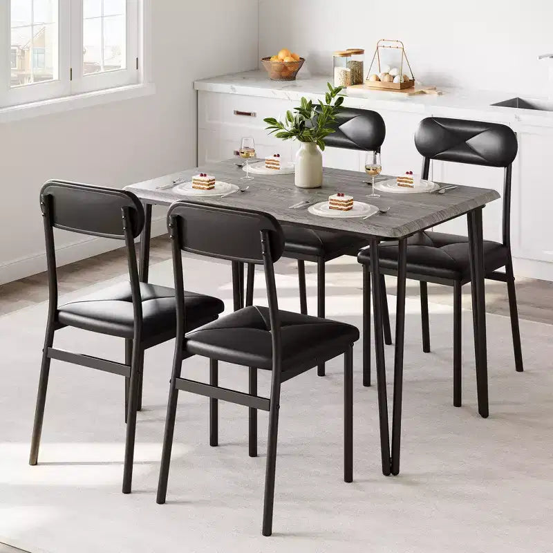 Table à manger pour 4,Petit ensemble table et chaises pour 4,Ensemble de salle à manger carré pour 4,Ensemble de 5 pièces pour cuisine et salle à manger pour petit espace, appartement, bureau à domicile